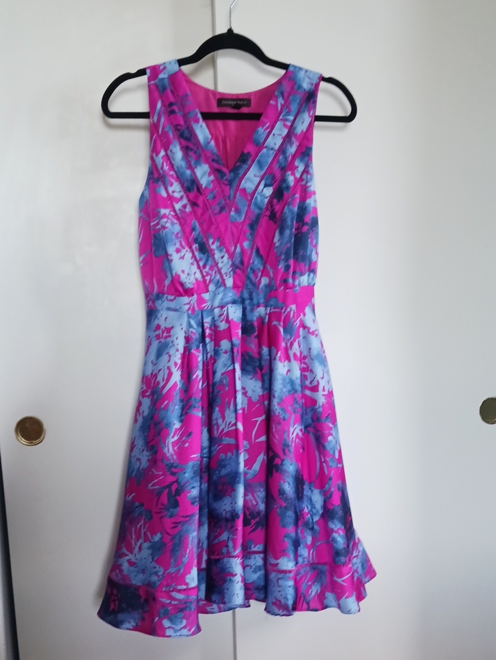 Banana Republic Fuchsia and Sky Blue Floral Sleeveless Dress